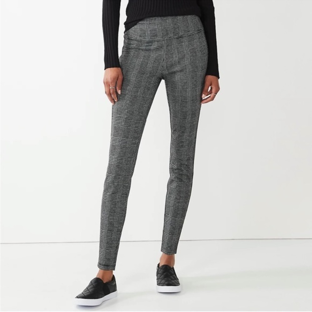 Plaid Waistband  Leggings /XL